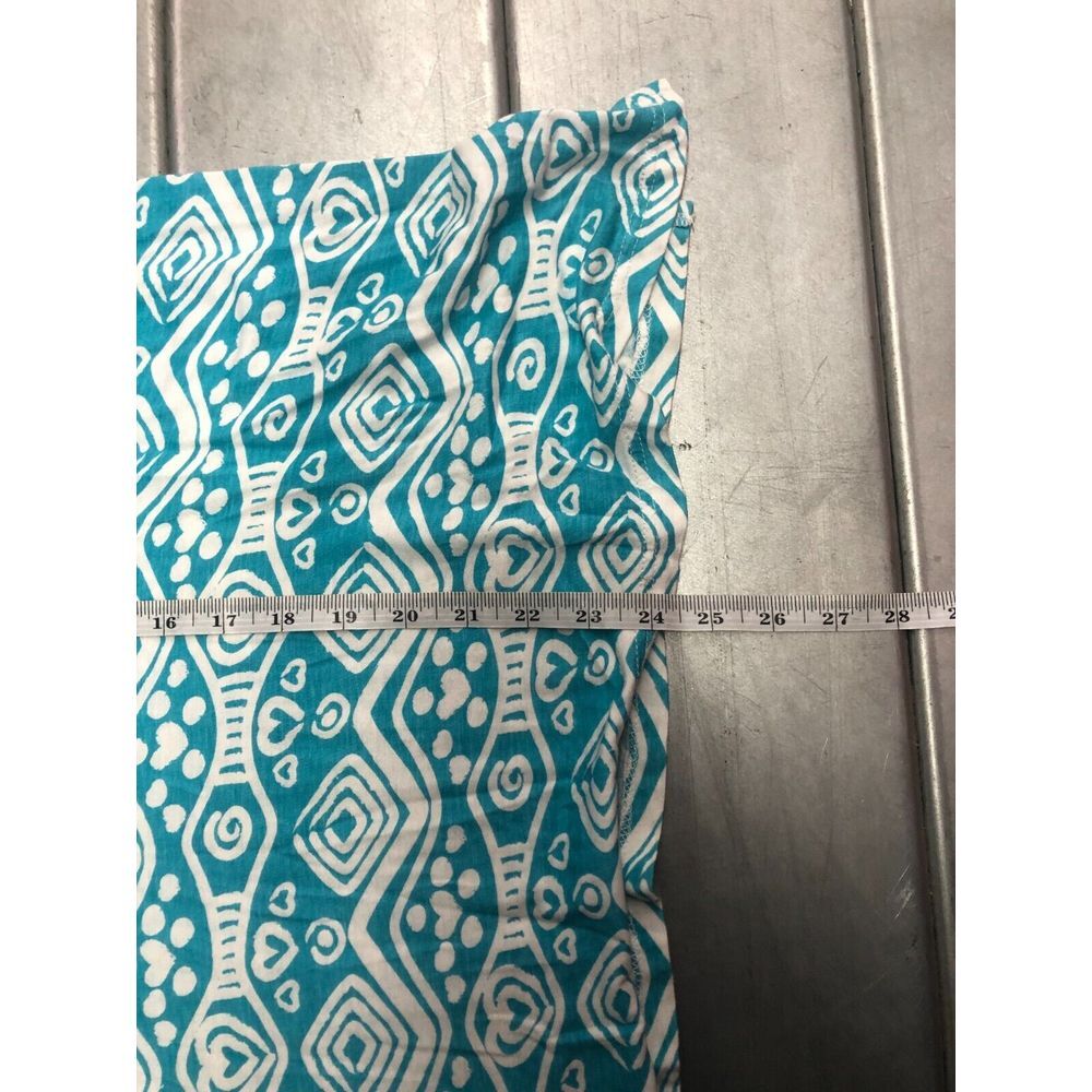 Lulu B Blouse‎ Top Womens XL Blue White Geometric 3/4 Sleeve Lightweight Beach - Picture 10 of 10